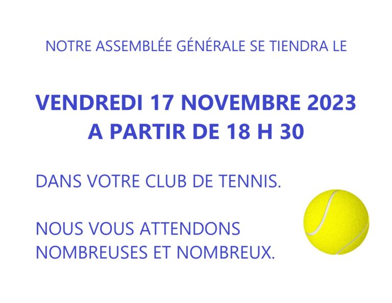 Assemblée générale du club le 17 novembre