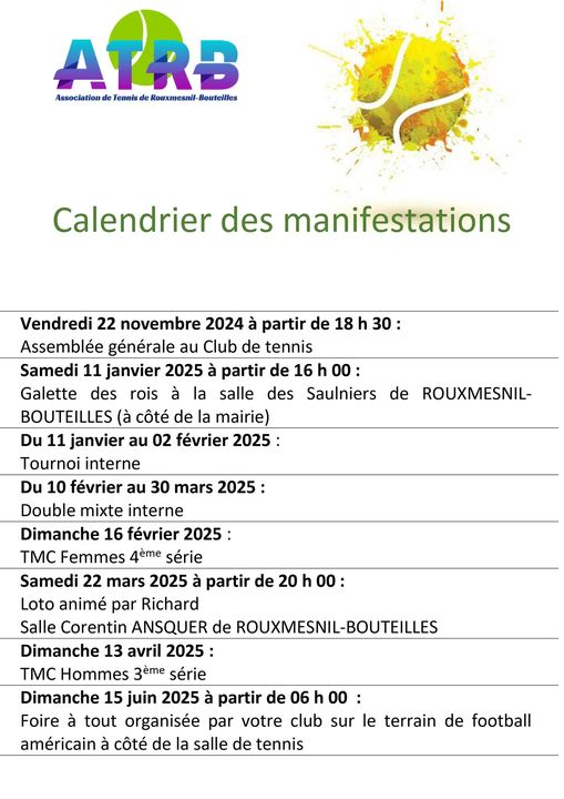 Calendrier manifestations 24/25